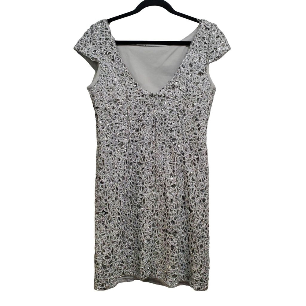 Women's Adrianna Papell Dress Size 12 Silver - Picture 2 of 7